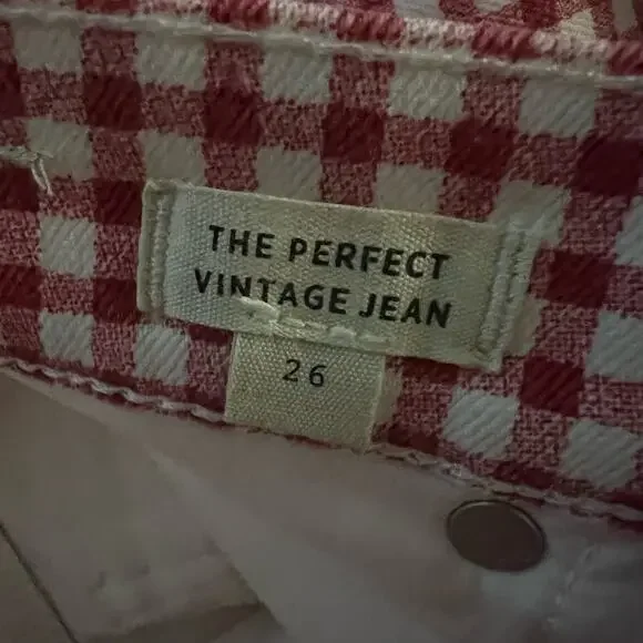 Madewell The Perfect Vintage Jean 26 Women’s Gingham Check Rosy Hibiscus - Picture 4 of 6